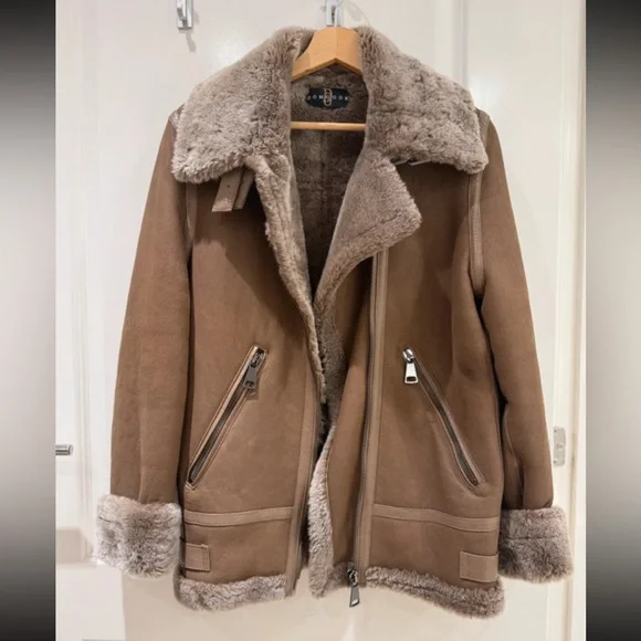 Luxurious Real Shearling Aviator Jacket - Picture 4 of 12
